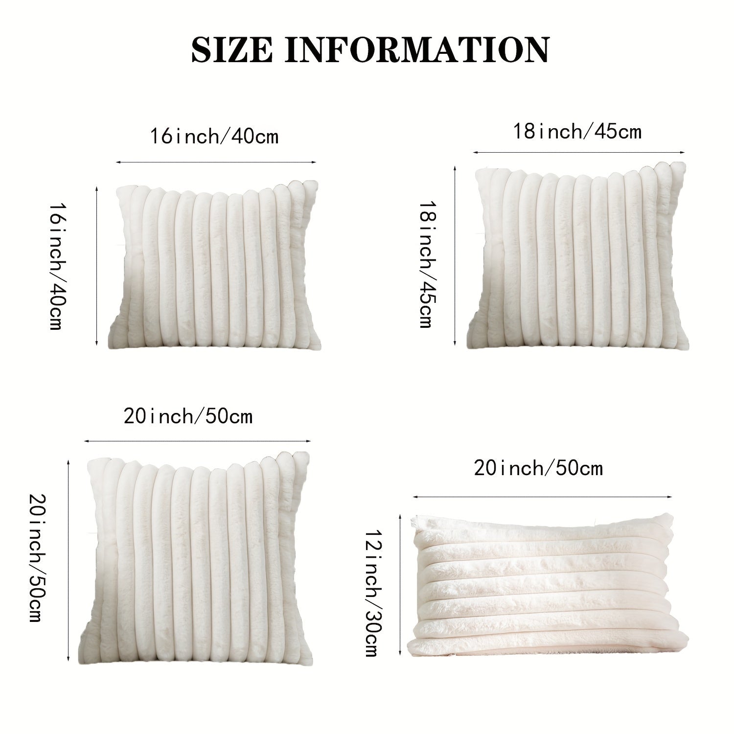 2pcs Double sided Faux Fur Plush Throw Pillow Covers