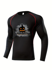 Skeleton Pattern Compression Shirts Men Long Sleeve Athletic Baselayer