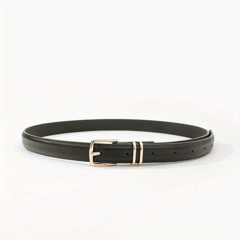 Square Pin Buckle Belt PU Leather Thin Belt Casual Pants Belt Dress Girdle