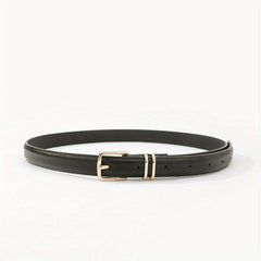 Square Pin Buckle Belt PU Leather Thin Belt Casual Pants Belt Dress Girdle
