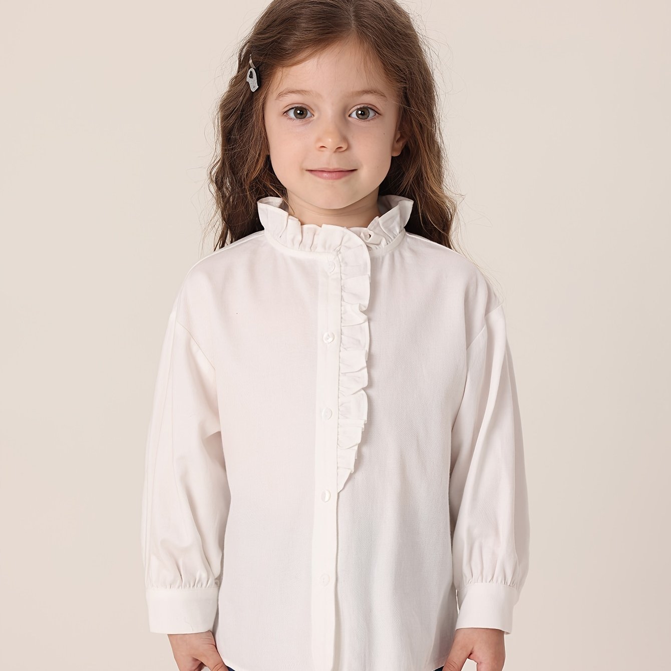 MARC&JANIE Girls Stand Collar Shirt Long Sleeve Kids Blouse
