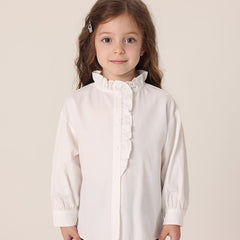 MARC&JANIE Girls Stand Collar Shirt Long Sleeve Kids Blouse
