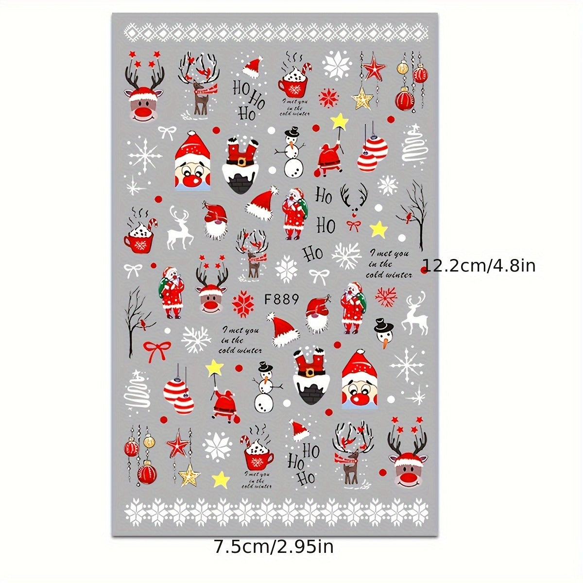 Christmas Nail Art Stickers Santa Elk Snowman