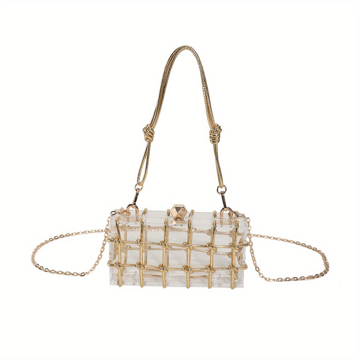 Mini Transparent Acrylic Hand Bag Solid Plaid Shoulder Bag