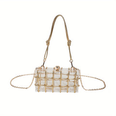 Mini Transparent Acrylic Hand Bag Solid Plaid Shoulder Bag