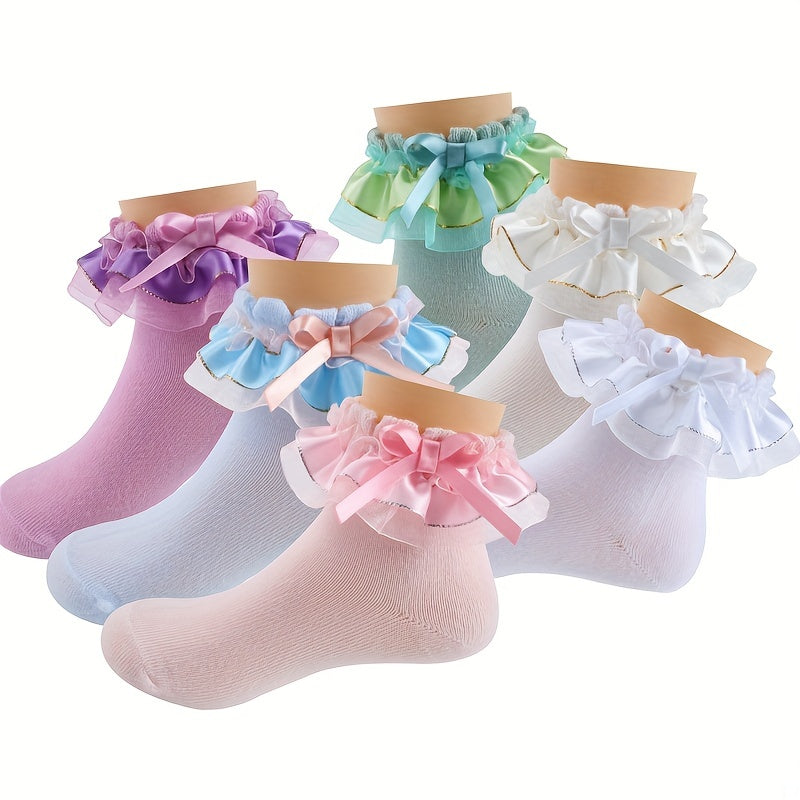 Girls Lace Ruffle Bow Socks for Autumn/Spring