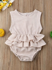 Newborn Sleeveless Romper Ruffles Crew Neck Bodysuit for Baby Girls