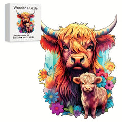 Cow Wooden Puzzle Unique Irregular Animal Shape Puzzles Wooden Toys