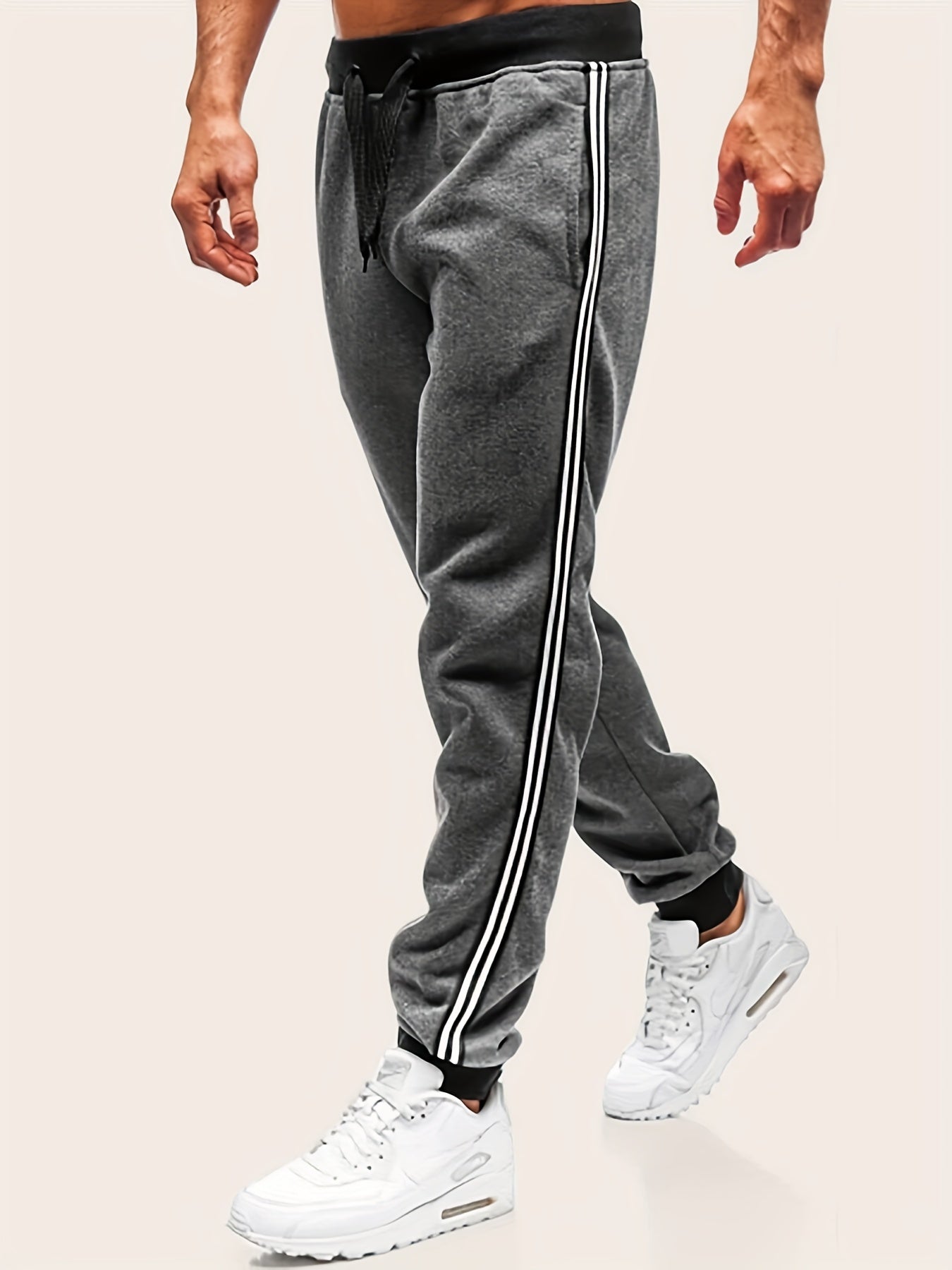 Men's Pocket Sweatpants Lateral Contrast Tape Drawstring Jogger Pants
