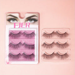 3 Pairs Fluffy Natural Look Faux Mink Lashes Soft Reusable Eyelashes