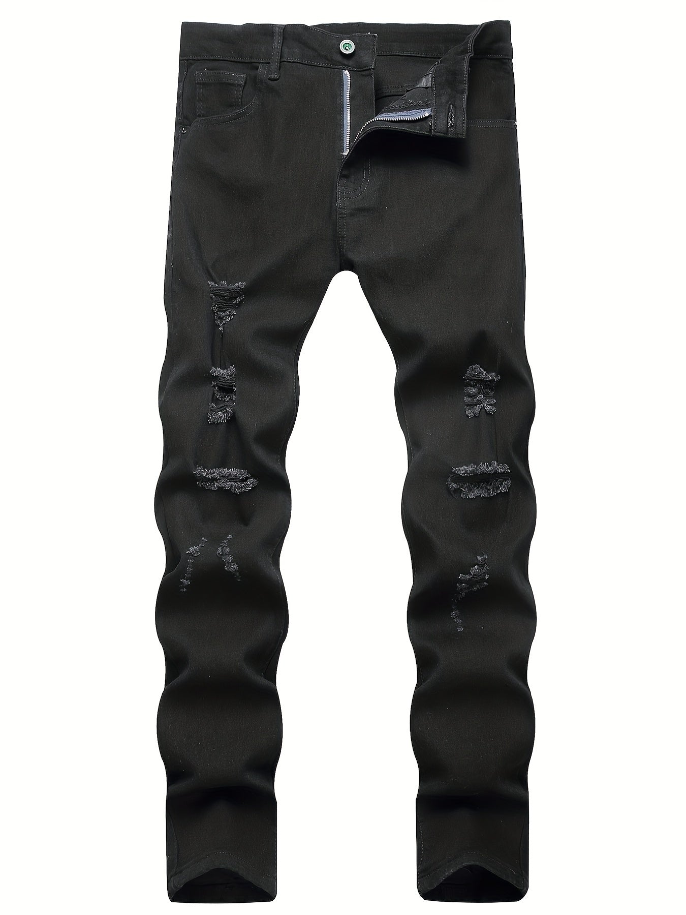 Slim Fit Ripped Jeans Men's Casual Street Style Medium Stretch Denim Pants