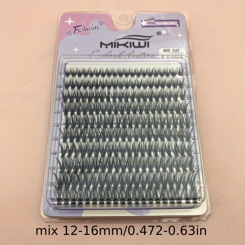 200Pcs 40D 12-16mm D Curl Cluster Lashes Soft&Natural False Eyelashes