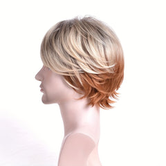 Short Straight Men's Wig Realistic Golden Hair