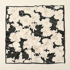 Flower Print Block Scarf Square Shawl Women Head Wrap Sunscreen