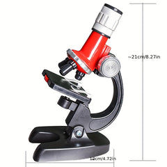 Children's Microscope 1200X 3 Objective Lenses LED Fill Light Christmas Gift
