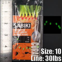 Sabiki Rigs w/ High Carbon Hooks & Glow Beads for Fishing