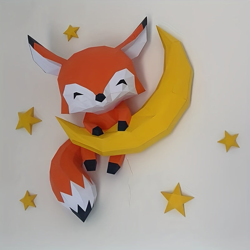 DIY Fox Standing On Rock Paper Mold for Home Wall Hanging