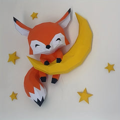 DIY Fox Standing On Rock Paper Mold for Home Wall Hanging