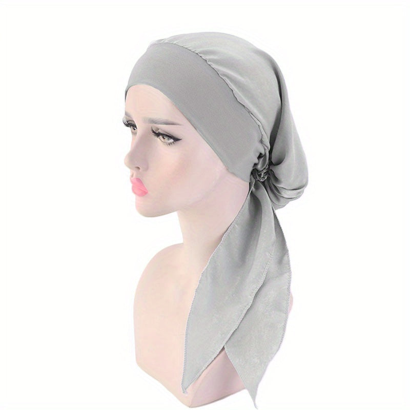 Women Flower Print Turban Cap Hair Wrap Head Scarf Pre Tied Headwear
