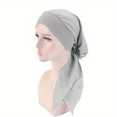 Women Flower Print Turban Cap Hair Wrap Head Scarf Pre Tied Headwear