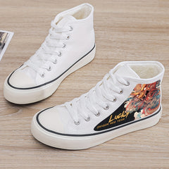 Dragon Print Plush Lined Chunky Canvas Sneakers