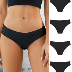 4pcs Seamless Solid Briefs Comfy Breathable Stretchy Intimates Panties