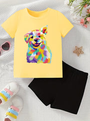 Rainbow Dog Girl's 2pcs T shirt & Shorts Set Kids Clothes
