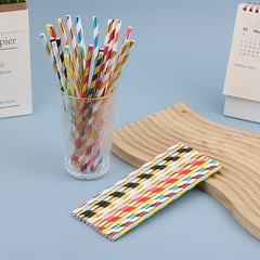 25pcs Glossy Spiral Stripes Paper Straws Disposable Drinking Straws