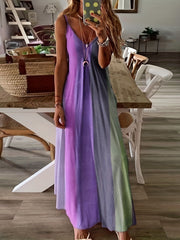 Colorblock V Neck Maxi Cami Dress