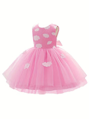 Toddler Girl's Clouds Print Princess Dress & Headband