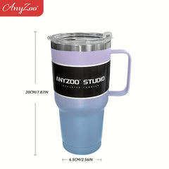 Anyzoo 30oz Water Cup With Lid & Straw Stainless Steel Insulated BPA-Free