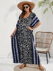 Boho Leopard & Tie Dye Maxi Split Cover Up Dress