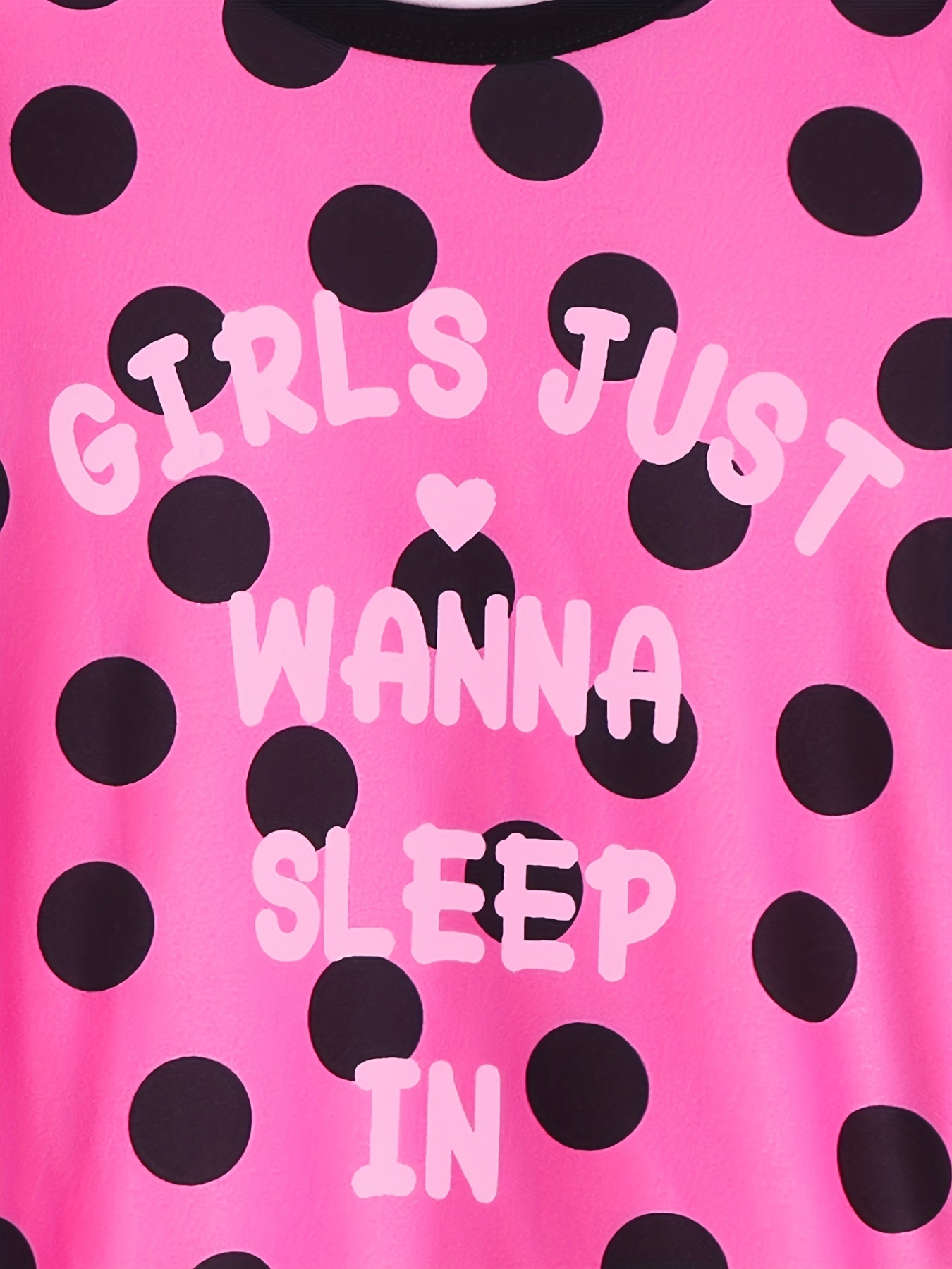 Girl's Polka Dot Pajama Set, Short Sleeve Top & Long Pants