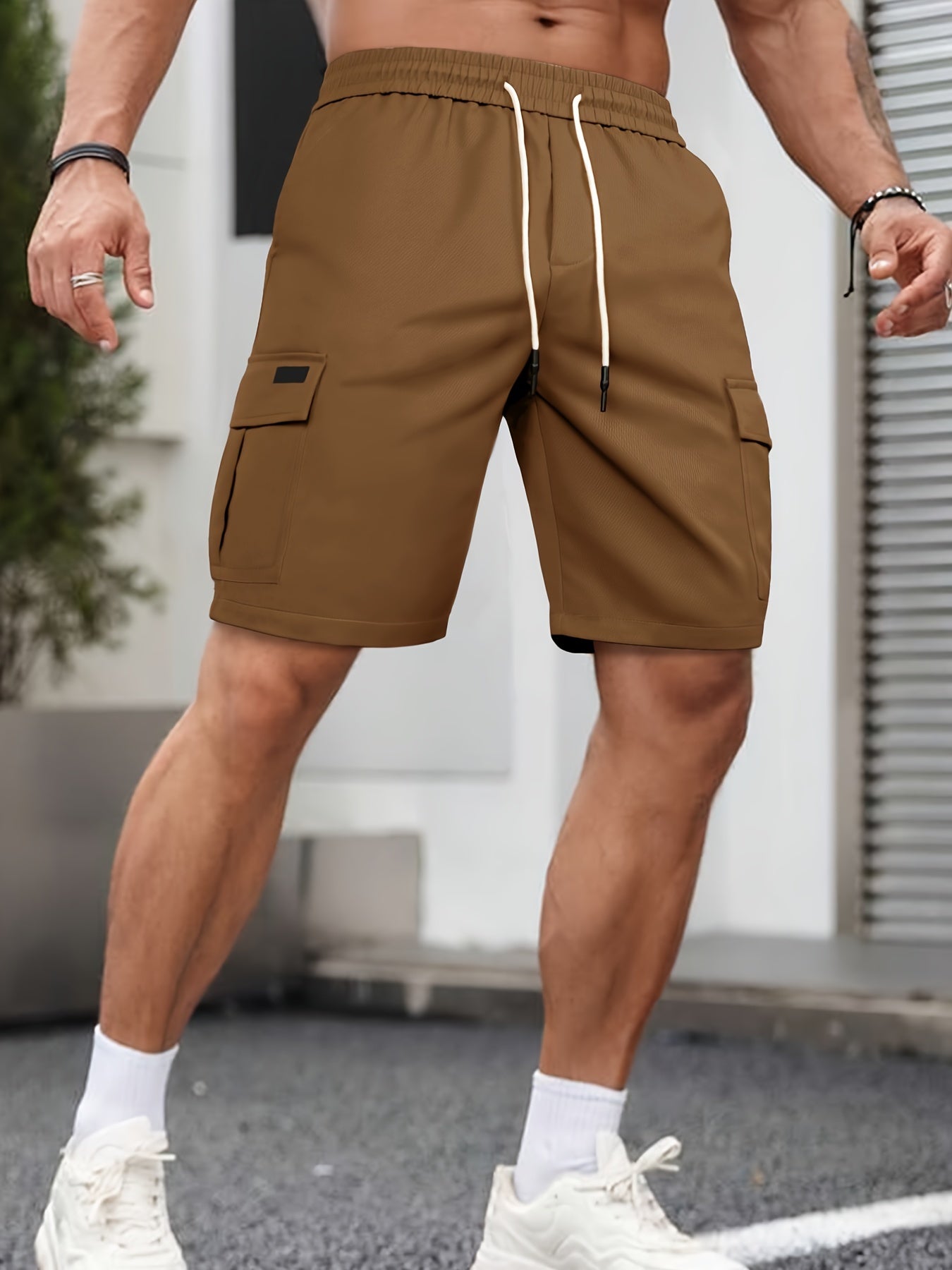 Men's Cargo Shorts Drawstring Waist Casual Sports Shorts