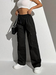 High Waisted Wide Leg Casual Pants with Drawstring