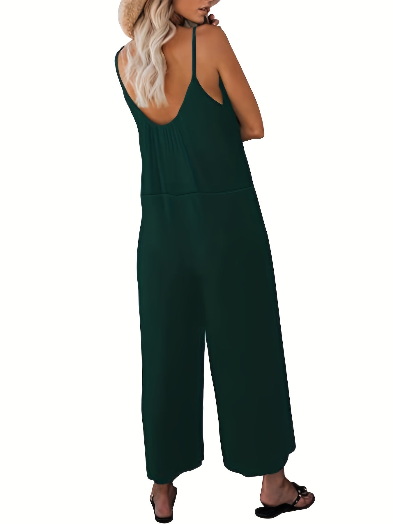 Spaghetti Palazzo Jumpsuit Casual Wide Leg Long Length
