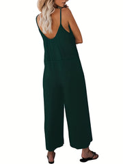 Spaghetti Palazzo Jumpsuit Casual Wide Leg Long Length