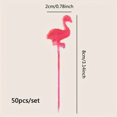 50pcs Fruit Fork Butterfly Pick Flamingo Toothpick