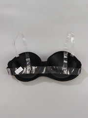 3pcs Solid Push Up Bras with Transparent Straps Women's Lingerie