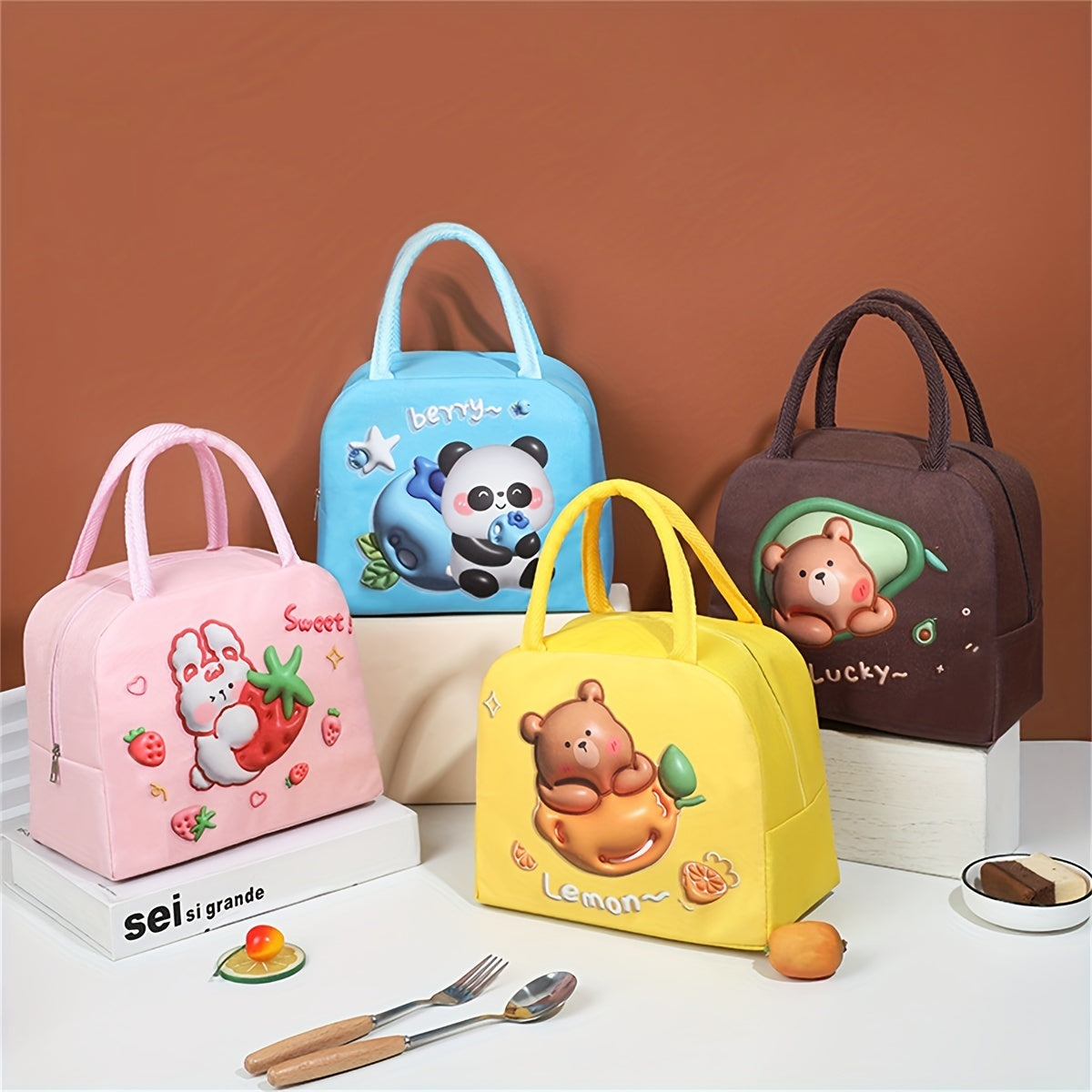 Cartoon Pattern Insulation Bag Portable Lunch Bag for Outdoor Camping School