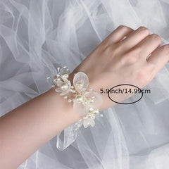 Pearl Wedding Flower Band & Headband Jewelry Set