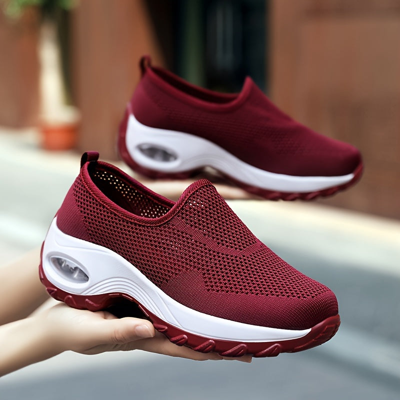 Women's Air Cushion Wedge Sneakers Mesh Platform Walking Shoes