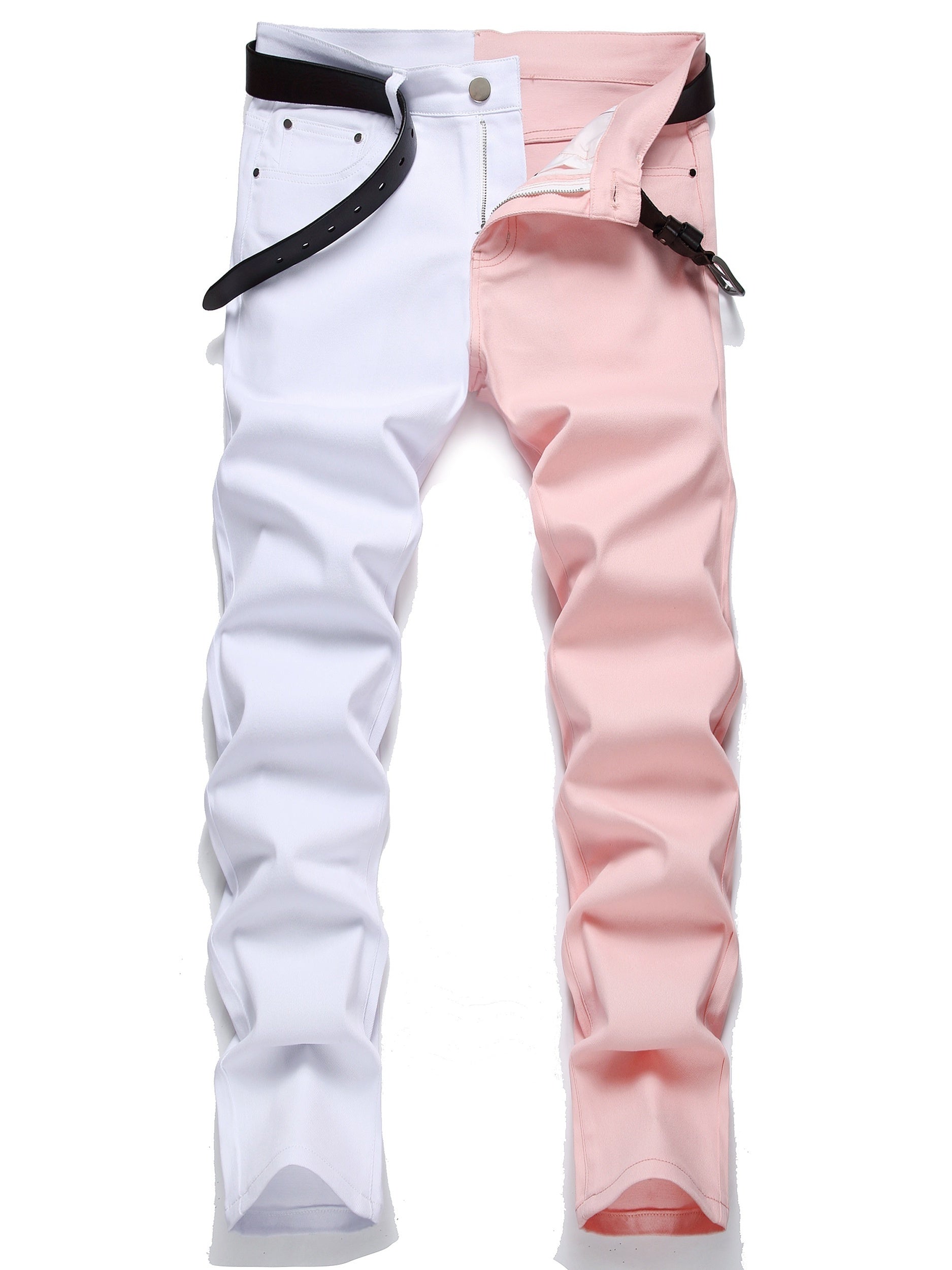 Slim Fit Block Jeans Men's Casual Stretch Street Style Jeans