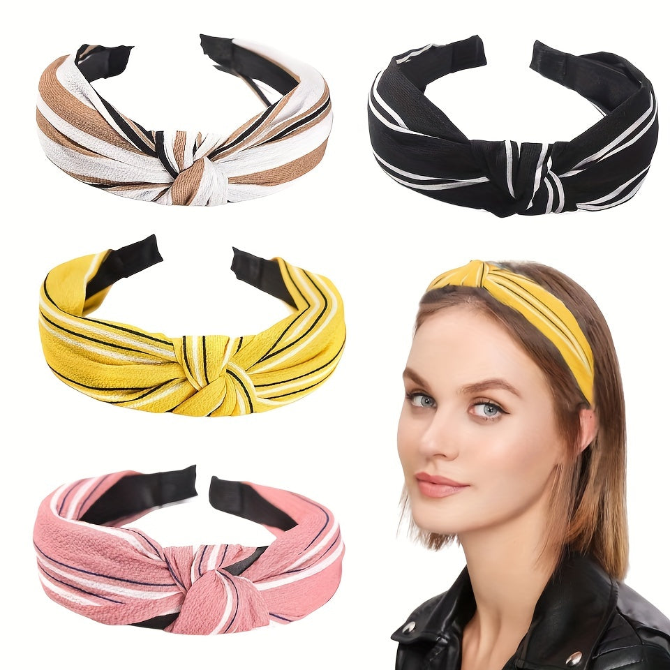 Vintage Hair Scrunchies Top Knotted Non-slip Hair Ties Fabric Wide Brim