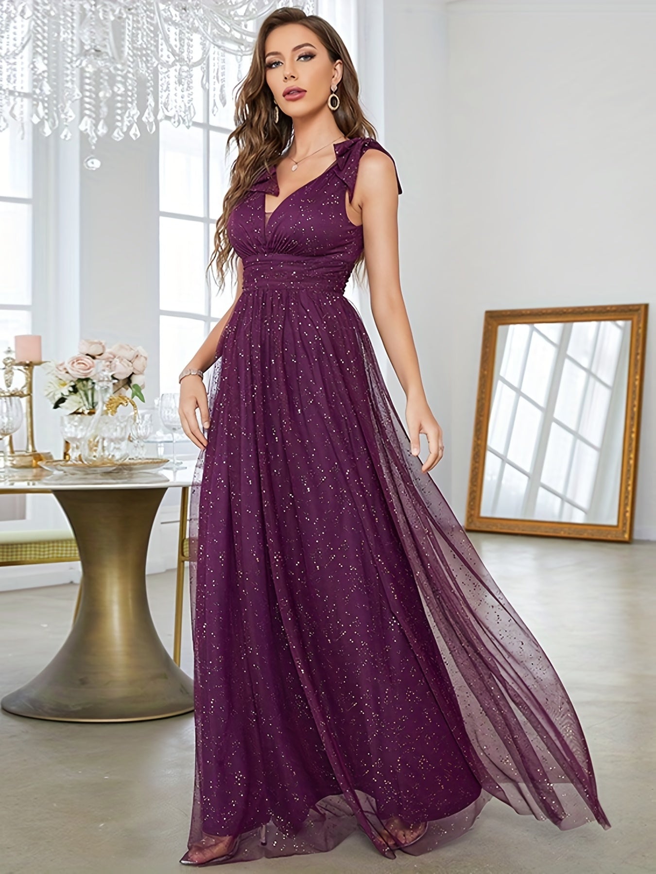 Ruched Waist Bow Strap Bridesmaid Dress Dress For Wedding Party