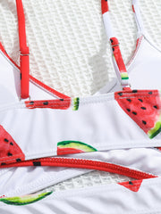 Girl's Watermelon Swimsuit 3pcs Bikini Set & Skirt