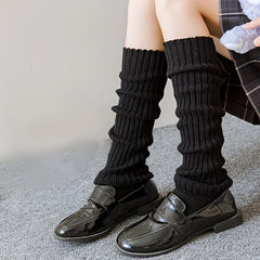 Ribbed Leg Warmers Knitted Knee High Socks Women's Stockings