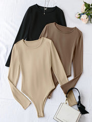 3pcs Long Sleeve Solid Yoga Jumpsuit Women's Activewear