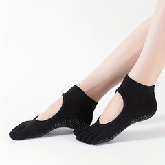 Women's Non Slip Five Toe Yoga Socks Breathable Dance Pilates Socks