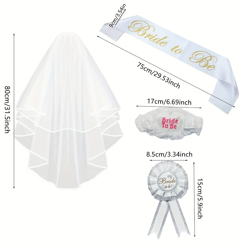 Bride To Be Wedding Set 4pcs Golden Lettering Perfect for Bridal Showers